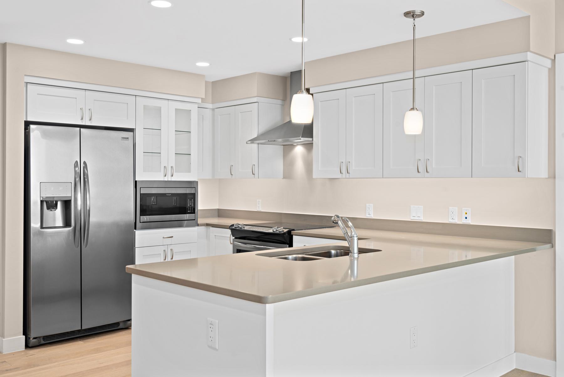 A kitchen at an Indigo II residence at Mirabella at ASU.