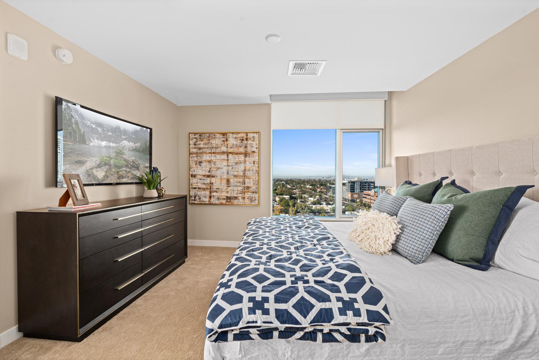 A bedroom in a Mirabella at ASU residence.